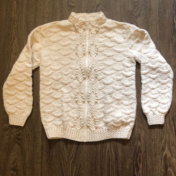 Vintage Hand Knit Zip Up Sweater - Picture 4 of 12